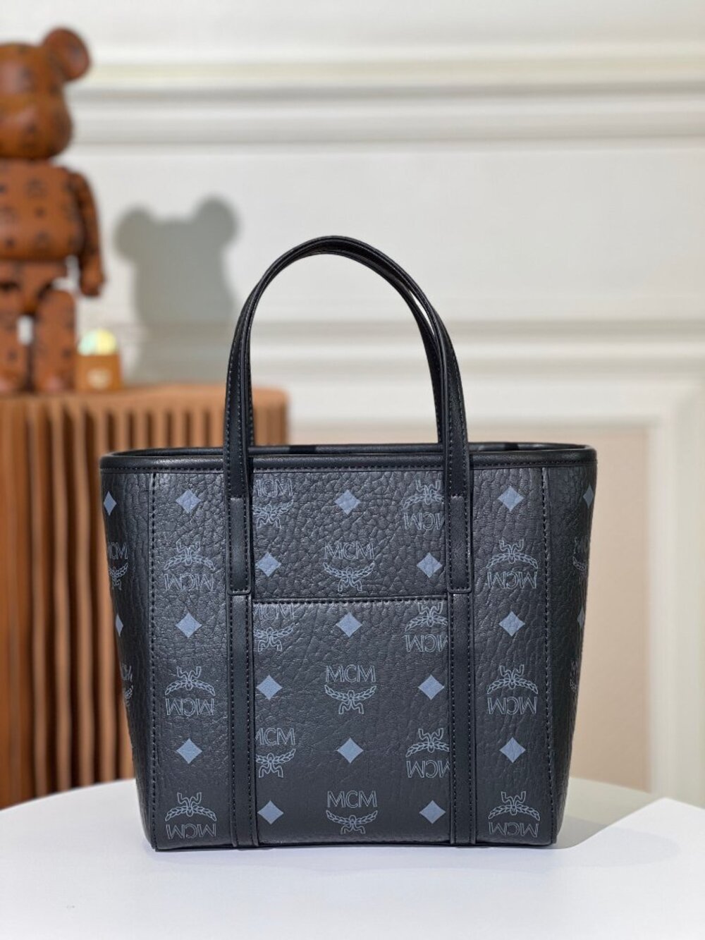 MCM Tote Bag Crossbody Bag Monogram Black - Picture 4 of 7